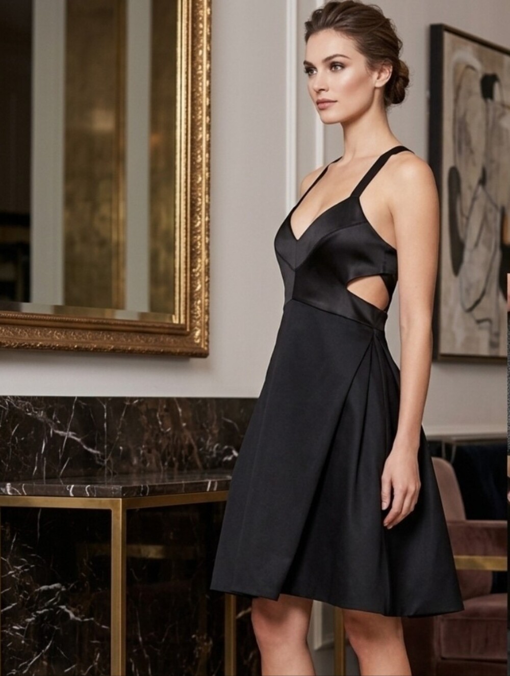 Halston Heritage Black Cutout Cotton Sweetie Mini Dress Size 8